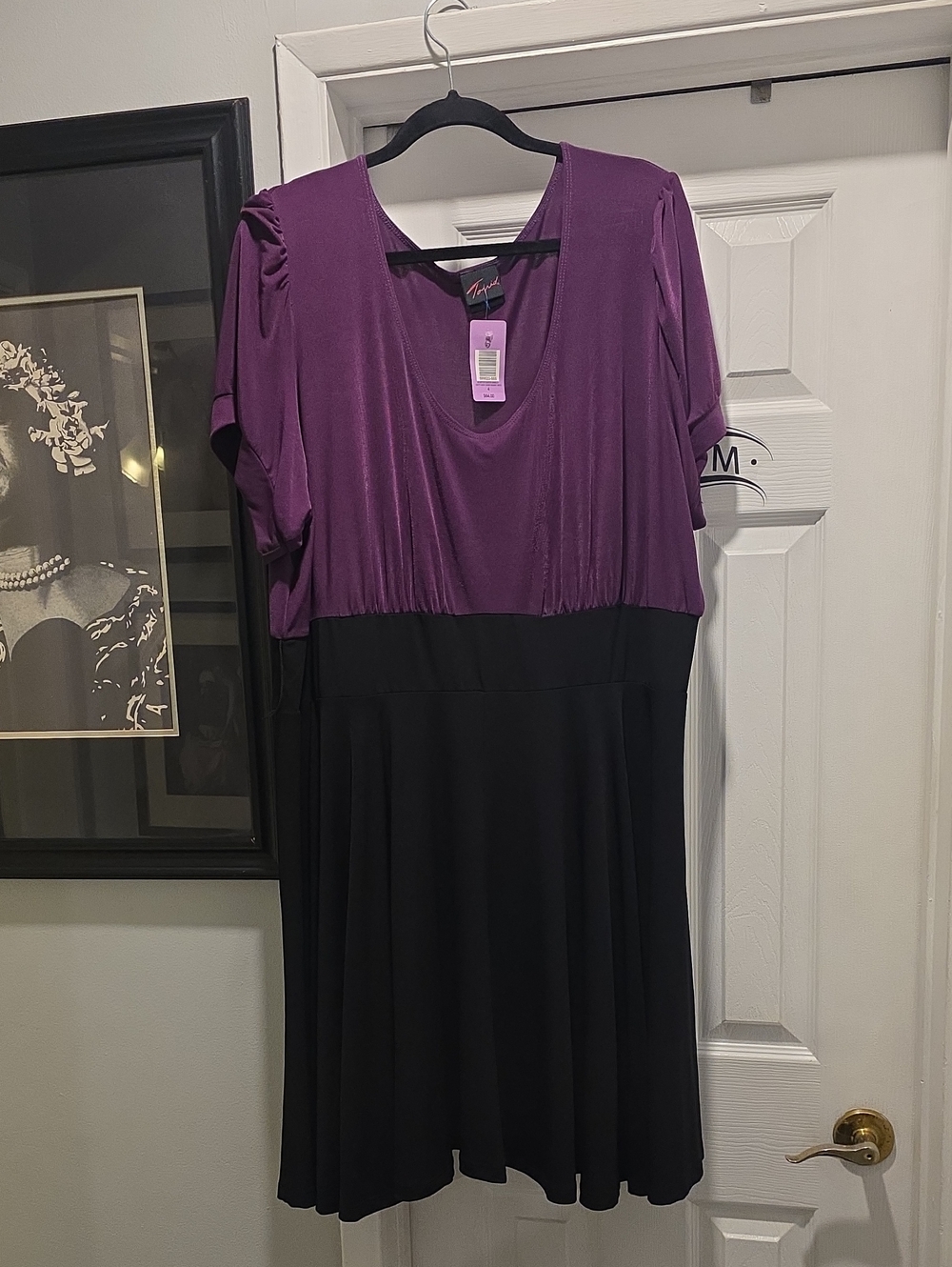 torrid Purple and Black V-Neck Two-Tone Midi Dress